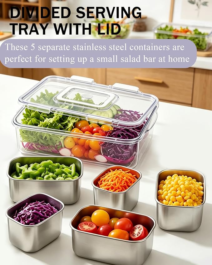 Snackle Box Container, Stainless Steel Divided Serving Tray - Image 2
