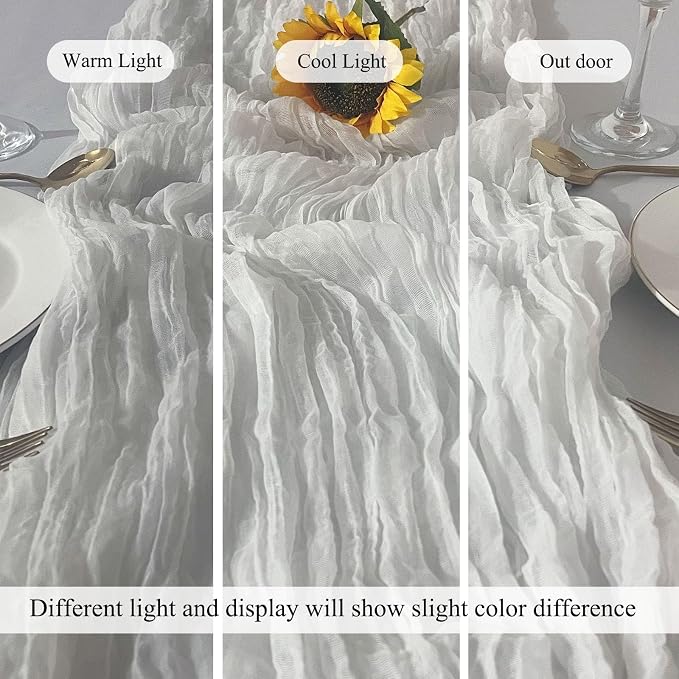 12Pack White Cheesecloth Table Runner 20x120inch Gauze Table Runners | Boho - Image 6