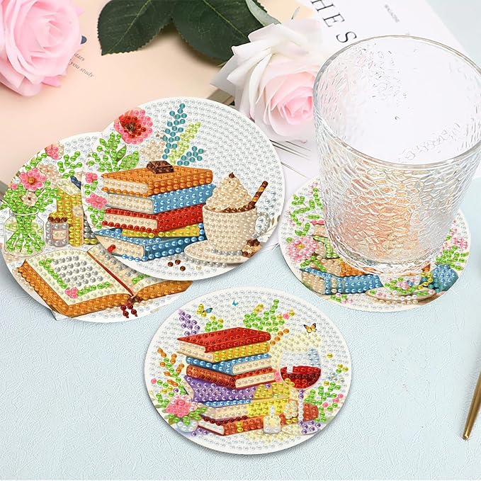Mrnsiet 8PCS Books Diamond Art Coaster Kits - Image 7