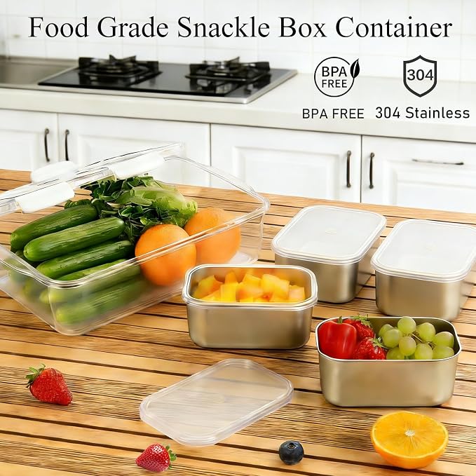 Snackle Box Container, Stainless Steel Divided Serving Tray - Image 4