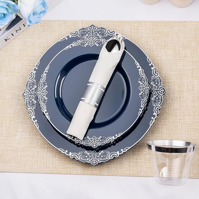Bestluck 175PCS Navy Blue Disposable Dinnerware - Image 7