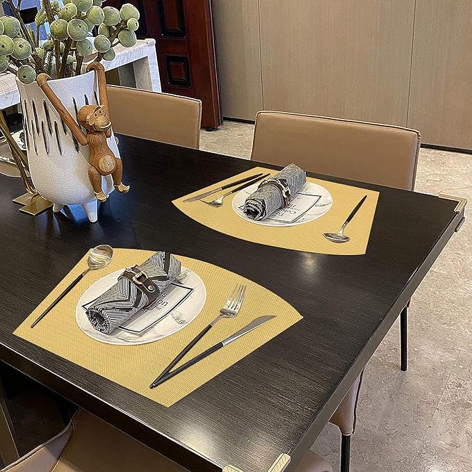 SHACOS Round Table Placemats Wedge Placemat Set of 4 Non Slip Heat Resistant - Image 9