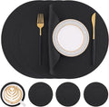 Homaxy Round Faux Leather Placemats and Coasters, Wipeable Place Mats, by Homaxy