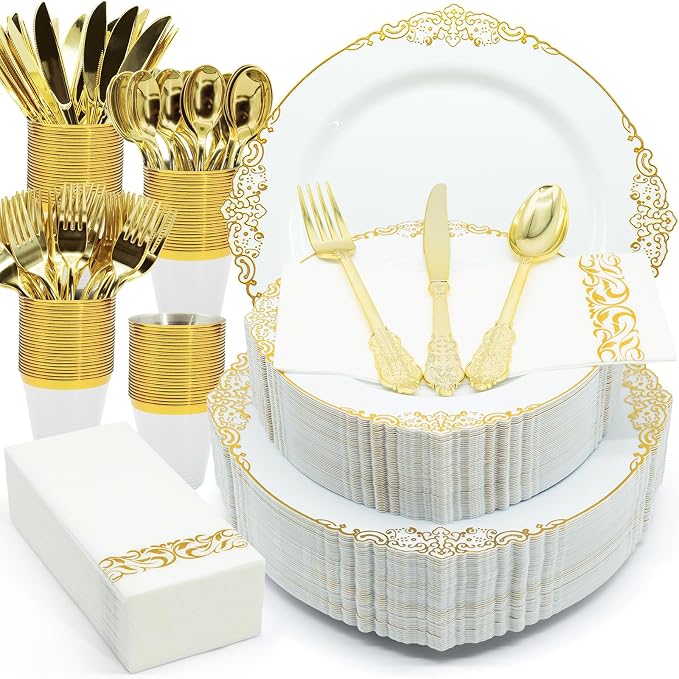 AIRE White Gold Plastic Plates Set, leakproof non-bending, heavy-duty leakproof - Image 7