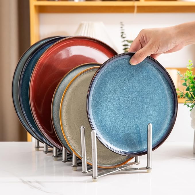 LERATIO Ceramic Plates Set of 6, 10.5 Inch Reactive Glaze Light Weight - Image 5