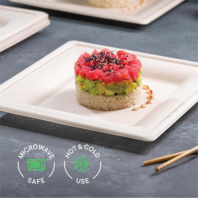 100% Compostable Square Paper Plates - Image 4