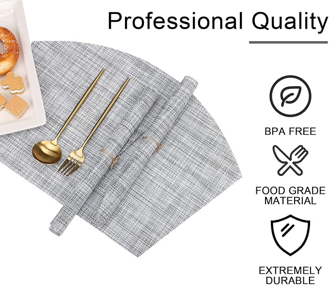 SHACOS Wedge Placemats Set of 4 Round Table Placemats Woven Vinyl Place Mats - Image 7