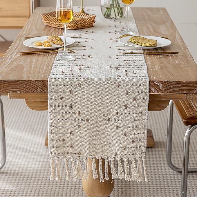 Joyfol Day Boho Table Runner 13 x 60 Inch, Farmhouse Stripe Cotton Table Runners - Image 3