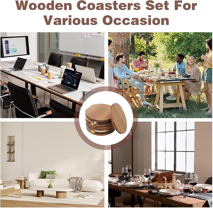 36PCS Unfinished Wood Coasters for Drinks 4 Inch Wooden Coaster Stackable - Image 5