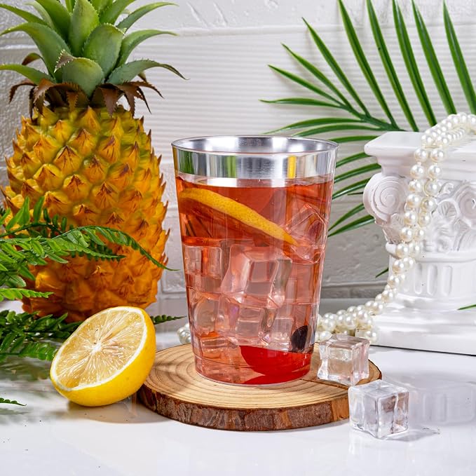 IOOOOO 200 Pack 12 oz Silver Plastic Cups, Plastic Party Wine Glasses Cocktail - Image 3