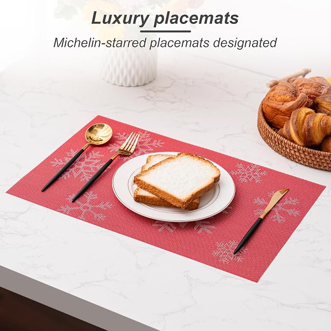 Placemats Set of 6 Washable Indoor | Outdoor Vinyl Place Mats - Image 5