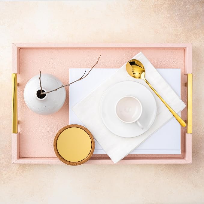 Home Redefined Modern Elegant 17.5"x12" Rectangle Baby Pink Tray Glossy - Image 8