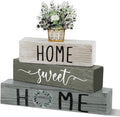 Cinnvoice 4 Pcs Farmhouse Wooden Tabletop Decor Green Eucalyptus Leaves Spring by Cinnvoice