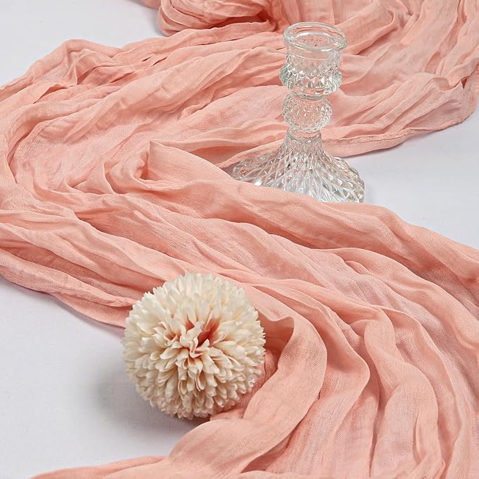 6 Pack 10Ft Blush Pink Cheesecloth Table Runner 23 x 120 Inch | Gauze Rustic - Image 3