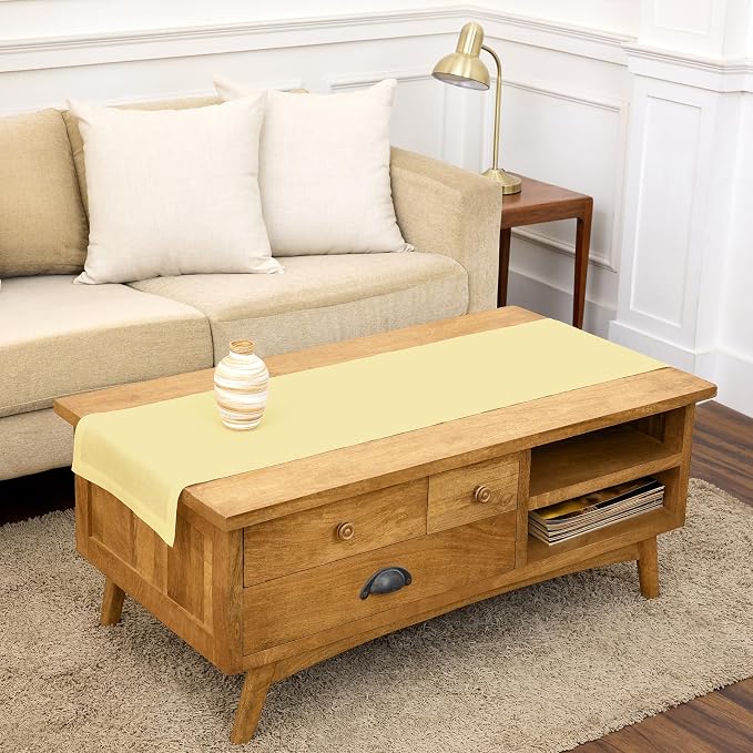 Solino Home 100% Linen Dining Table Runner Golden Straw, Fete 14 x 60 in | by SolinoHome