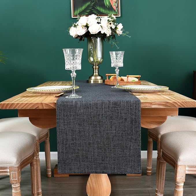 NEWISHER Reversible Double Layer Table Runner Faux Linen Fabric 13x48inch | - Image 7