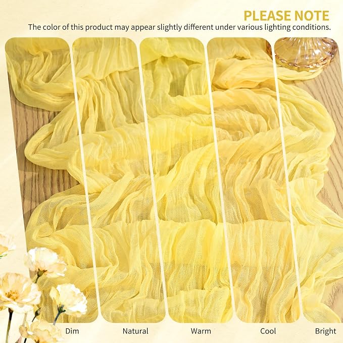 18 Pack Cheesecloth Table Runner 10FT Light Yellow Table Runner Boho Gauze - Image 7