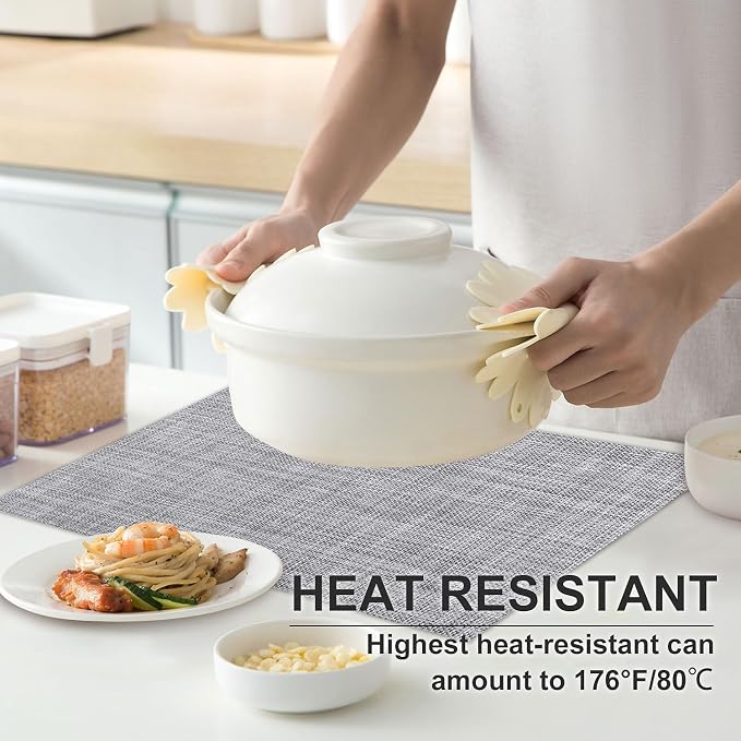 Vinyl Placemats Set of 8, PVC Woven Washable Non-Slip Table Mats, Heat - Image 2