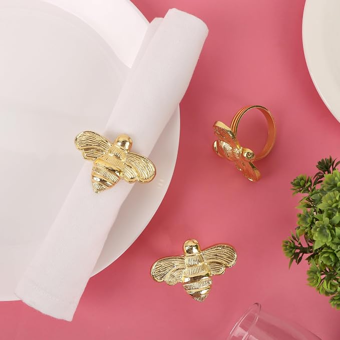 ALPHA Living HOME Bee Napkin Ring Serviette Rings Set of 12 Metal Napkin Ring - Image 7