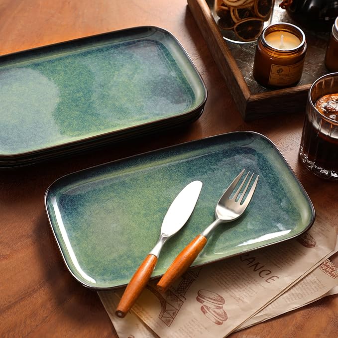 vancasso Stern Serving Platters Set of 4, 11 Inches Rectangular Ceramic Serving - Image 6