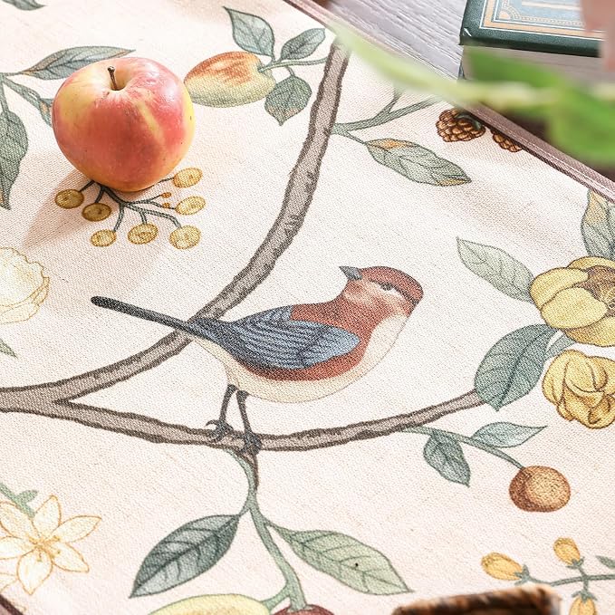 bilin gaier Designer Vintage Linen Table Runner, Floral Fruit Pattern, Dining - Image 5