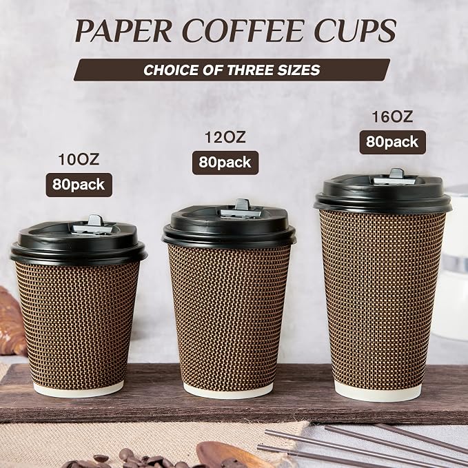LITOPAK 80 Pack 16 oz Disposabel Paper Cups, Coffee Cups - Image 7