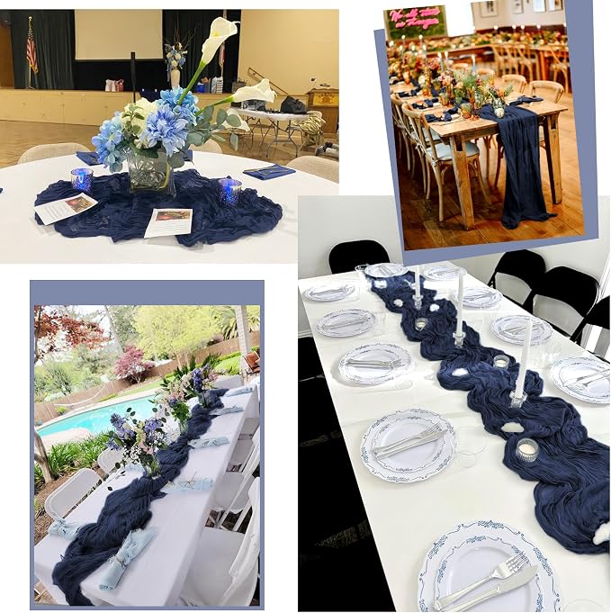 25 Pack Navy Blue Table Runners 17 x 108inch Cheesecloth Table Runner Boho - Image 7
