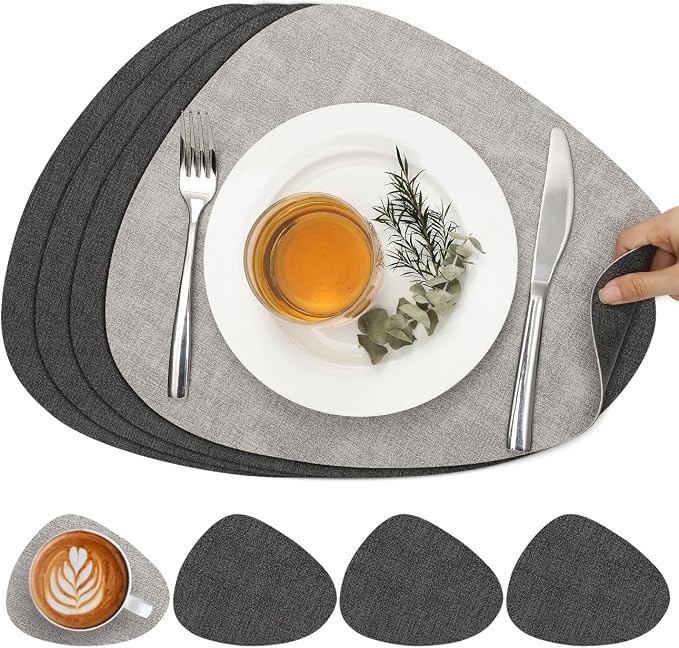 Faux Leather Placemats Set of 4, Dual Sided by Chitomars
