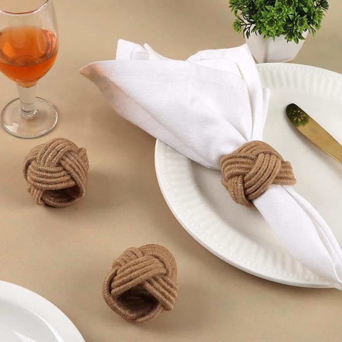 ALPHA Living HOME Rustic Jute Napkin Rings Set of 12 - Image 5