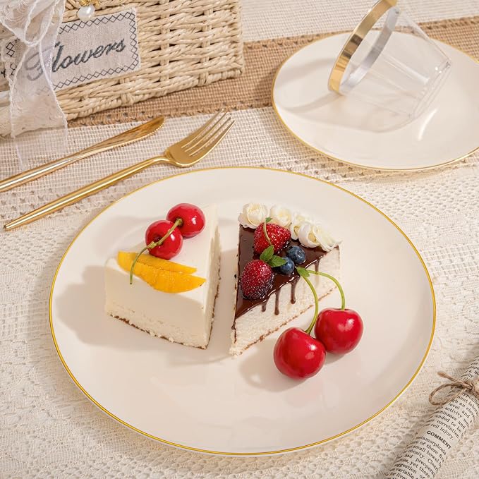 bUCLA 150PCS Ivory Plastic Plates - Image 6