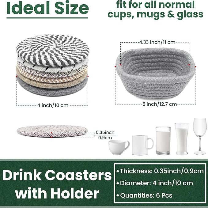 Drink Coasters with Holder, For Kinds of Cups, Tabletop Protection, Home Decor - Image 2