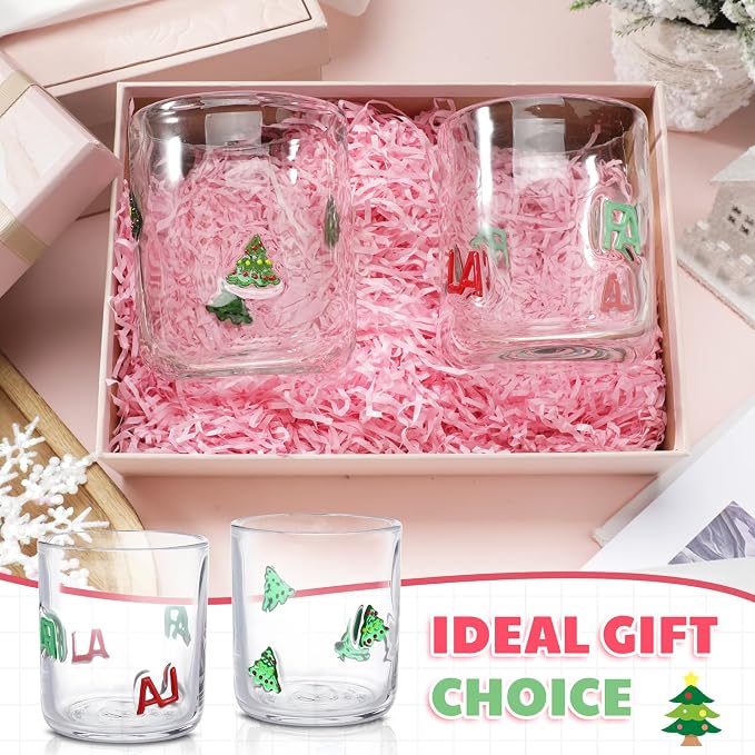 SiliFine 2 PCS Fa La Icon Juice Glasses - 14oz Christmas Tree Stemless Wine - Image 6