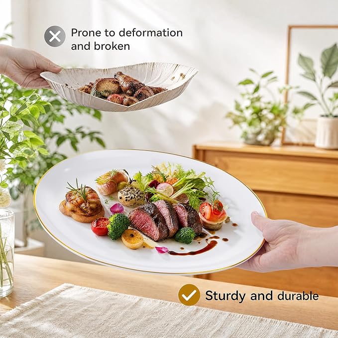 6Pcs Gold Plastic Serving Trays - Image 5