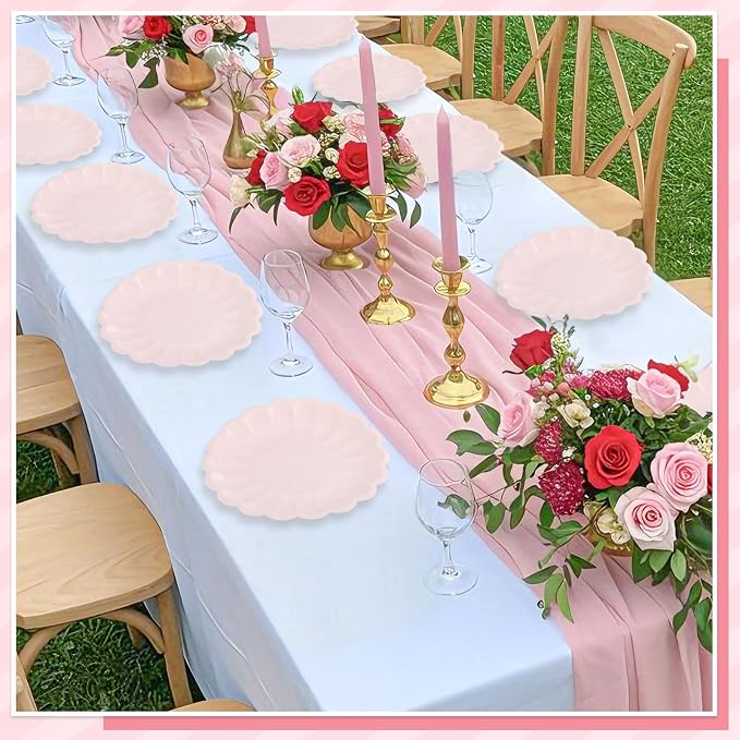 NatNarr 30 Pcs Pink Paper Plates 9.5 In Light Pink Plates Disposable | Heavy - Image 8
