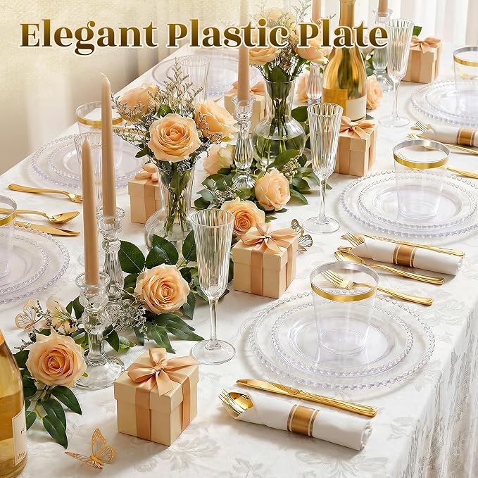175pcs Plastic Dinnerware Set Clear 25 Guests - Image 3