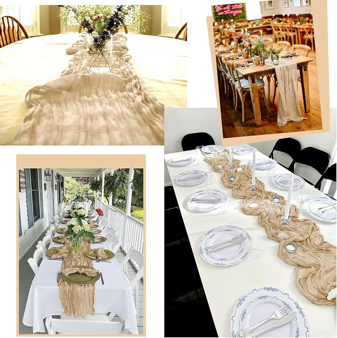 25 Pack Beige Table Runner 17 x 108inch Cheesecloth Table Runner Boho Gauze - Image 7
