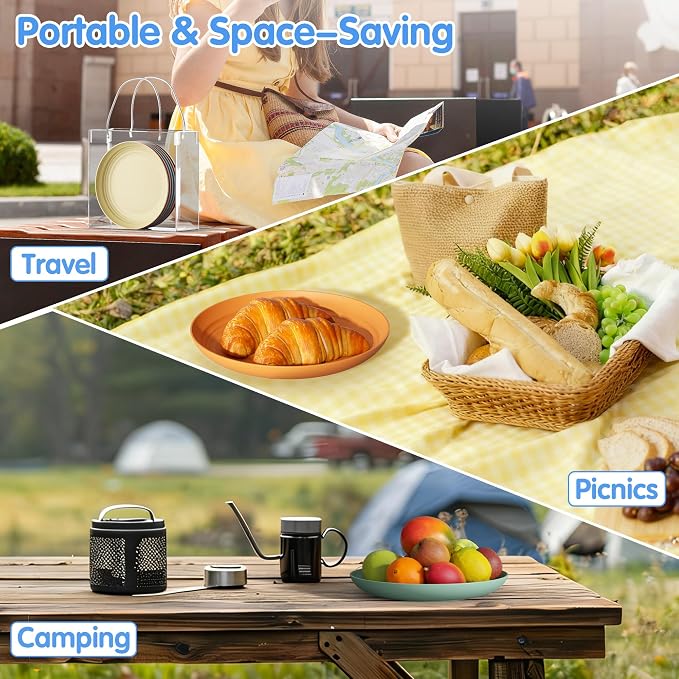 Quatish 10 PCS Unbreakable Reusable Plastic Plates, 8 inch Dishwasher & - Image 9
