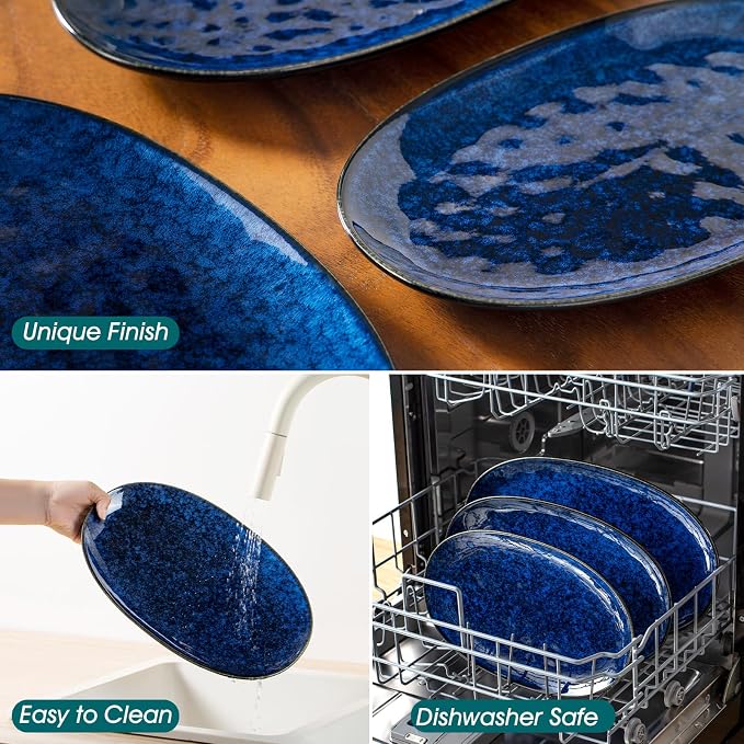 vancasso Ceramic Serving Platters Set of 3, Oval 16/14.7/13.5 Inch Stoneware - Image 5