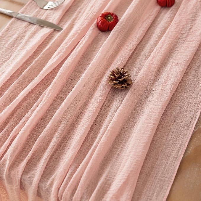 Pink Cheesecloth Table Runner 120 Inches - Image 5