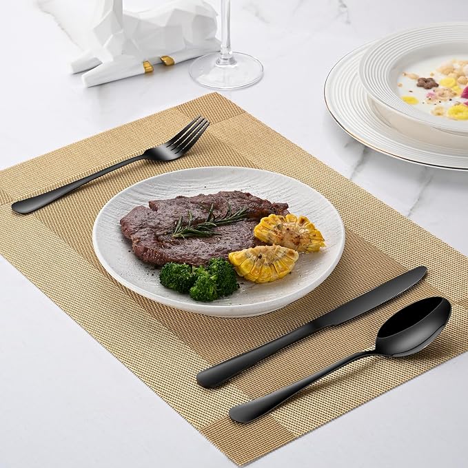 Black Dinner Forks, 16-Piece 8 Inch Stainless Steel Forks Set, Metal Silverware - Image 8