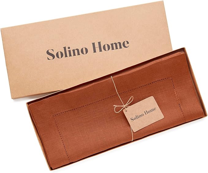 Solino Home 100% Pure Linen Table Runner Cinnamon Hemstitch, 14 x 108 in | - Image 5