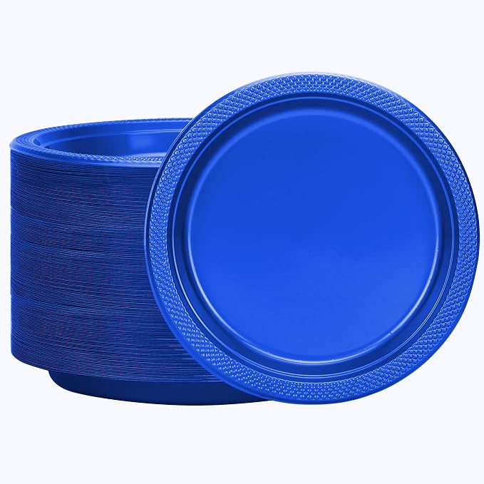 Hanna K. Signature Blue Plastic Plates 7 Inch 600 Count – Heavy Duty Disposable - Image 6