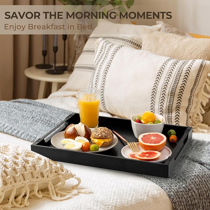 Wooden Serving Tray with Metal Handles|Ottoman Tray - Image 2