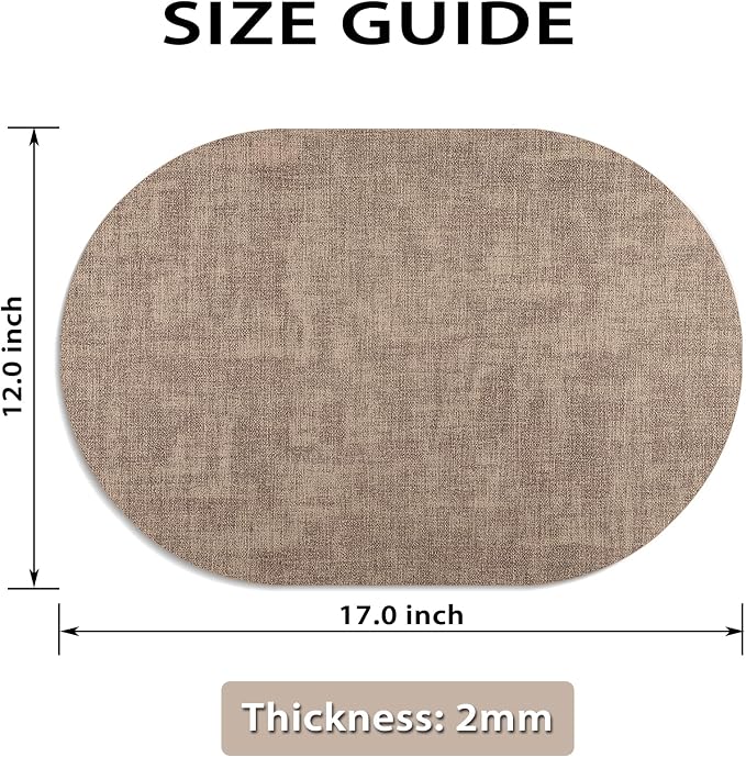 Placemats Set of 8 Non Slip, Heat Resistant Oval Faux Leather Place mats Double - Image 6