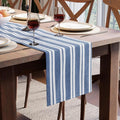 Encasa XO Table Runner, Woven Cotton Dining Runner 13"x91" Franca Blue Stripes by EncasaXO