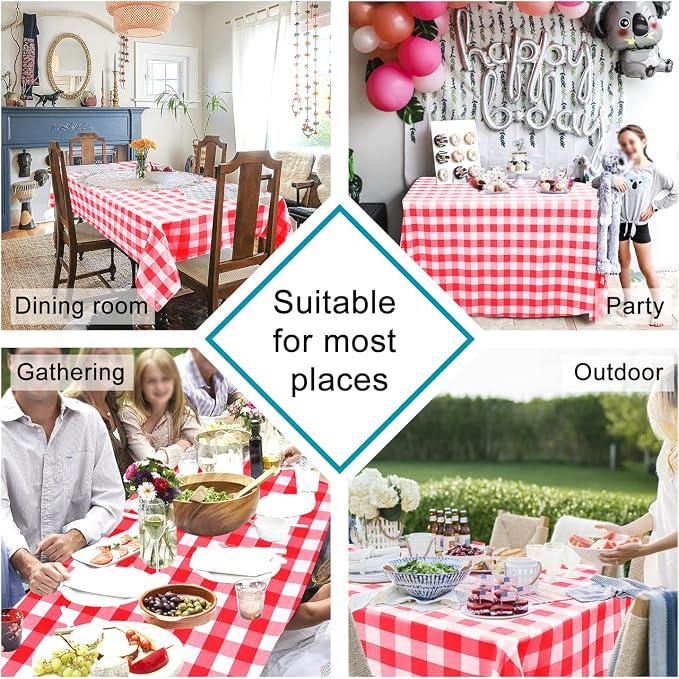Checkered Tablecloth Square, 70 x 70 Inch - Image 6