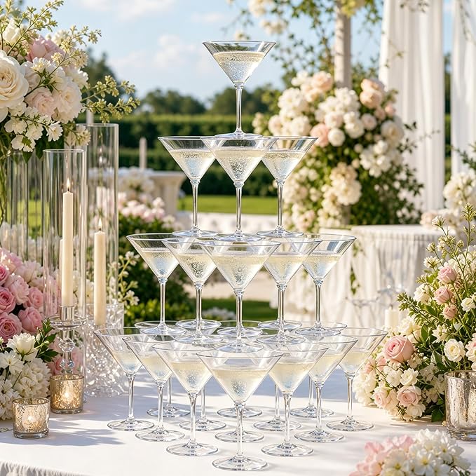 Plastic Martini Glasses Set of 12, 9 oz Clear Cocktail Cups | Unbreakable - Image 5