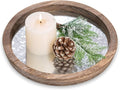 Hanobe Round Wood Decorative Tray: Rustic Wooden Tray by Hanobe