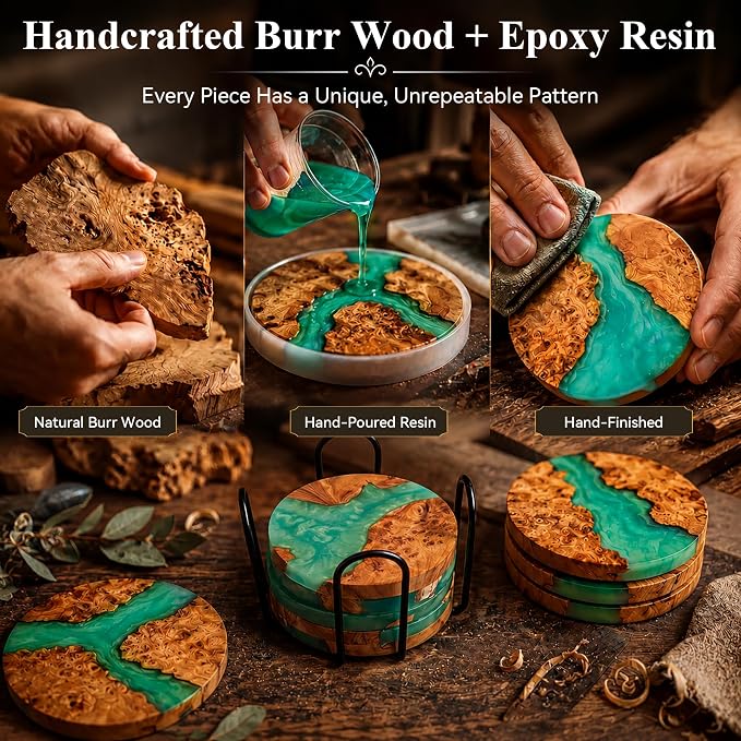 Resin Wood Coaster Set of 8 - Image 4