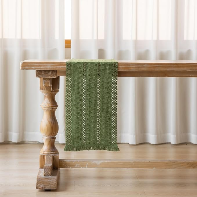 Keketoarrange Boho Macrame Table Runner 12x36 Inch | Woven Burlap Rustic Runner - Image 8